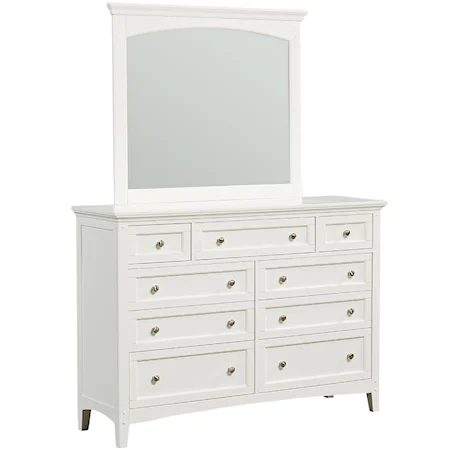Casual 9 Drawer Dresser and Mirror